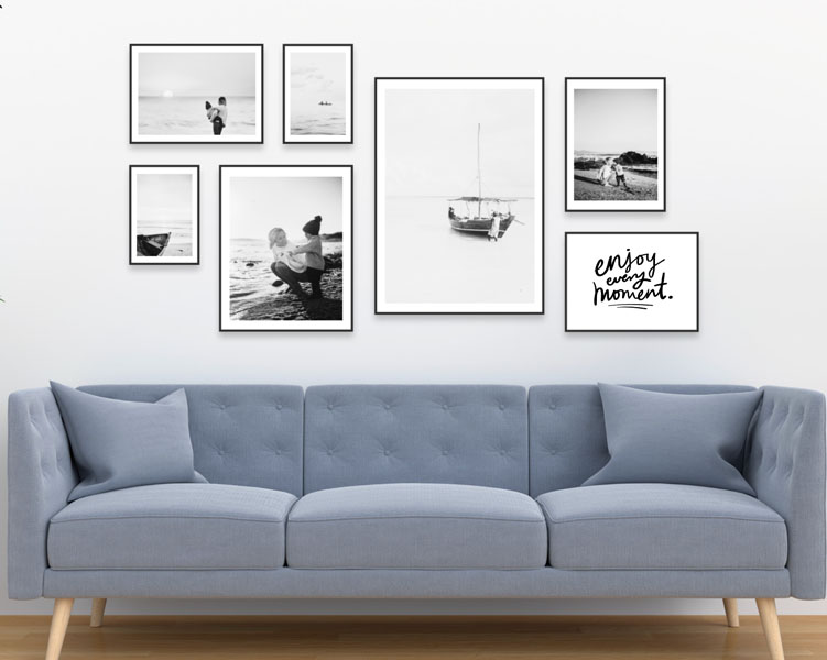 קיר גלריה תמונות שחור לבן